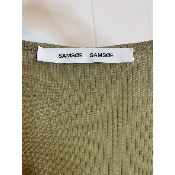 SAMSOE SAMSOE Patty Moss Green Long Sleeve Ribbed Maxi Dress US SMALL - Picture 8 of 11